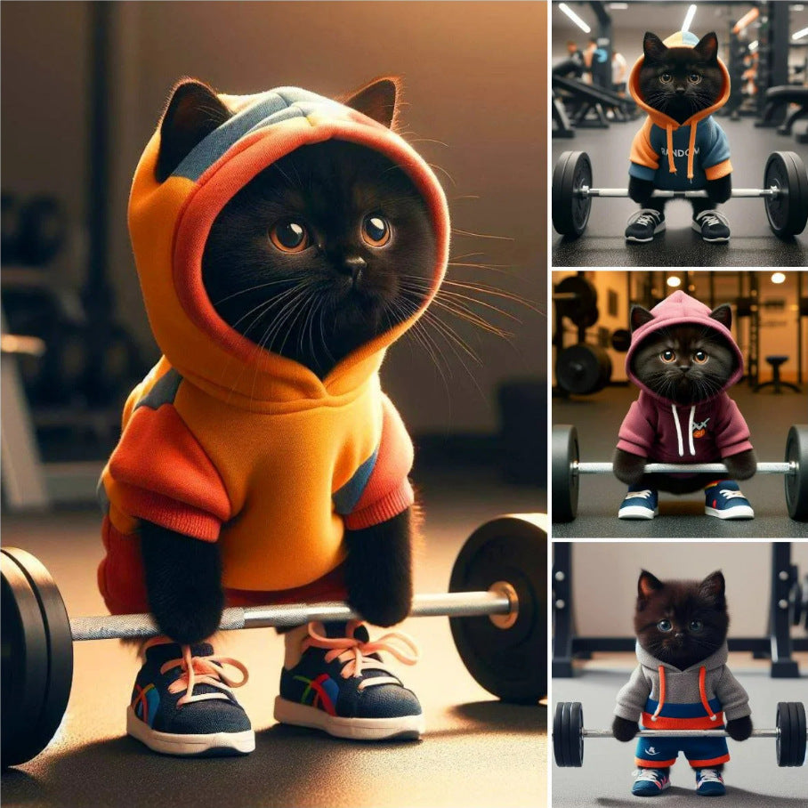 Cross-border Amazon Popular Cute Fitness Cat Sculpture Cute Fitness Cat Sculpture